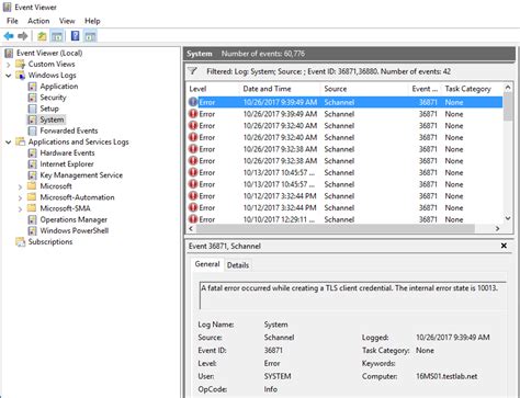 However the first time it logged multiple entries during a single session and then never showed up again for about a month. . Event id 36871 schannel windows server 2012 r2